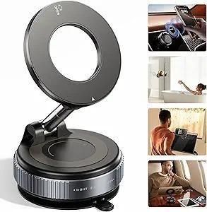 Vacuum Suction Magnetic Bracket – No Drill Wall Mount, 360° Rotation, Strong Magnetic Holder for Phone, Kitchen & Bathroom